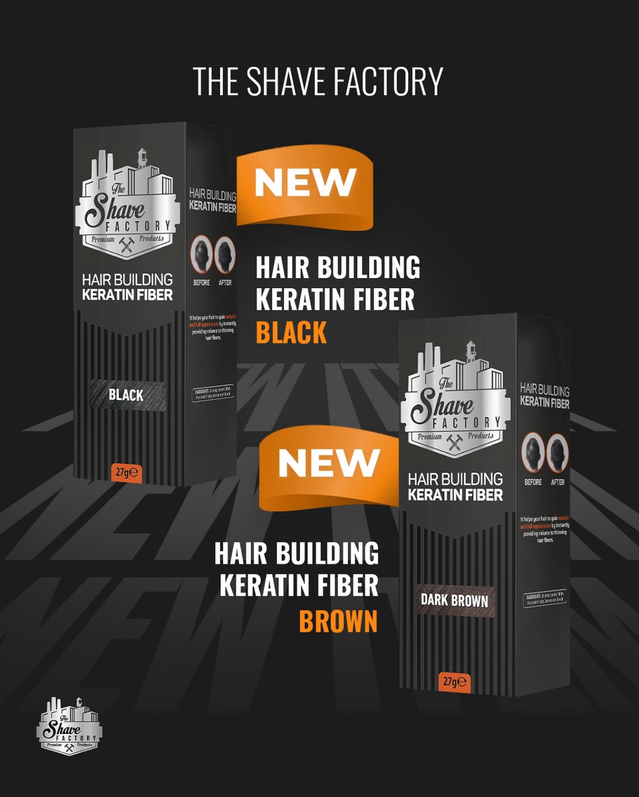 The Shave Factory Hair Building Keratin Fiber Dark Brown - 27g