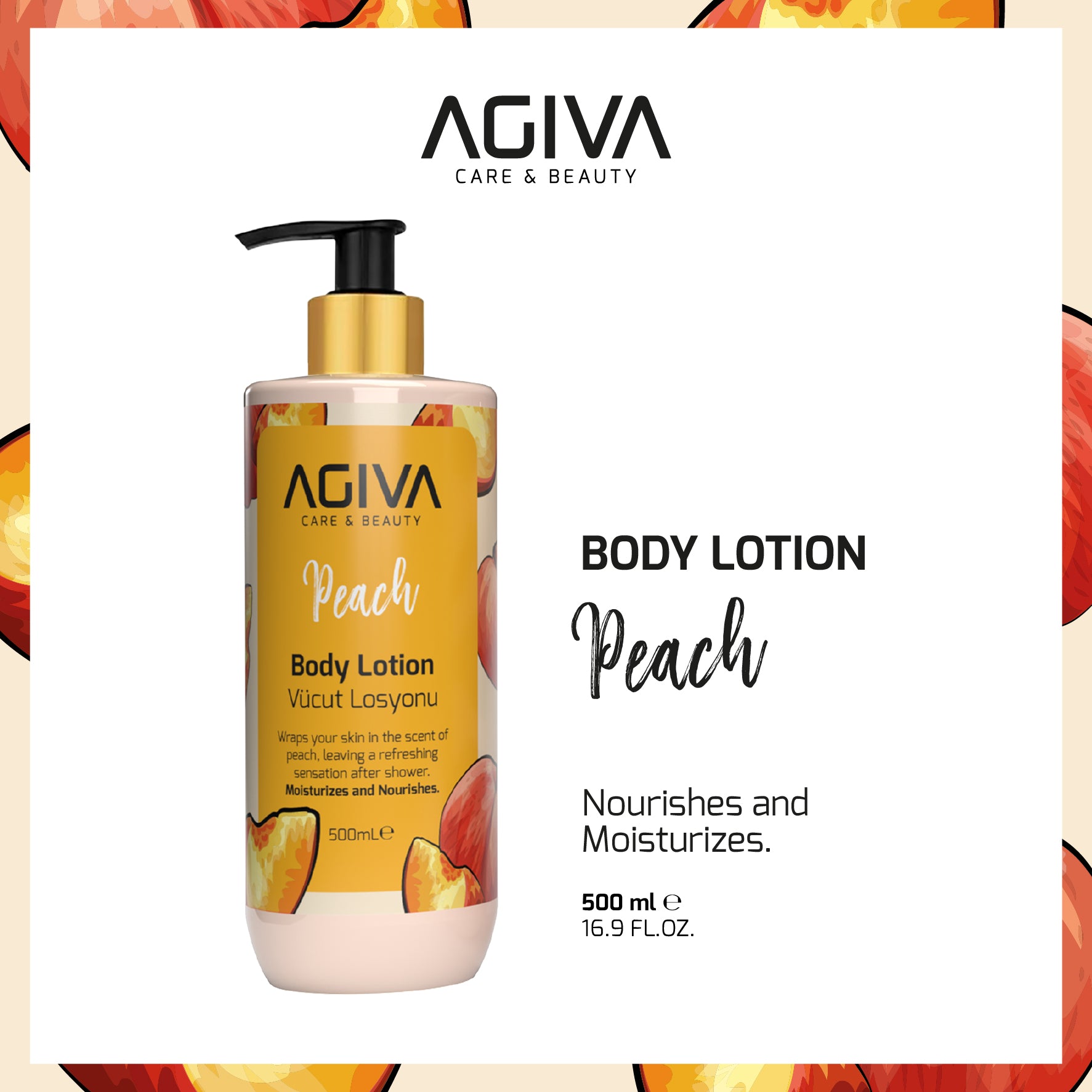 AGIVA Care & Beauty Body Lotion Pump Peach - 500ml
