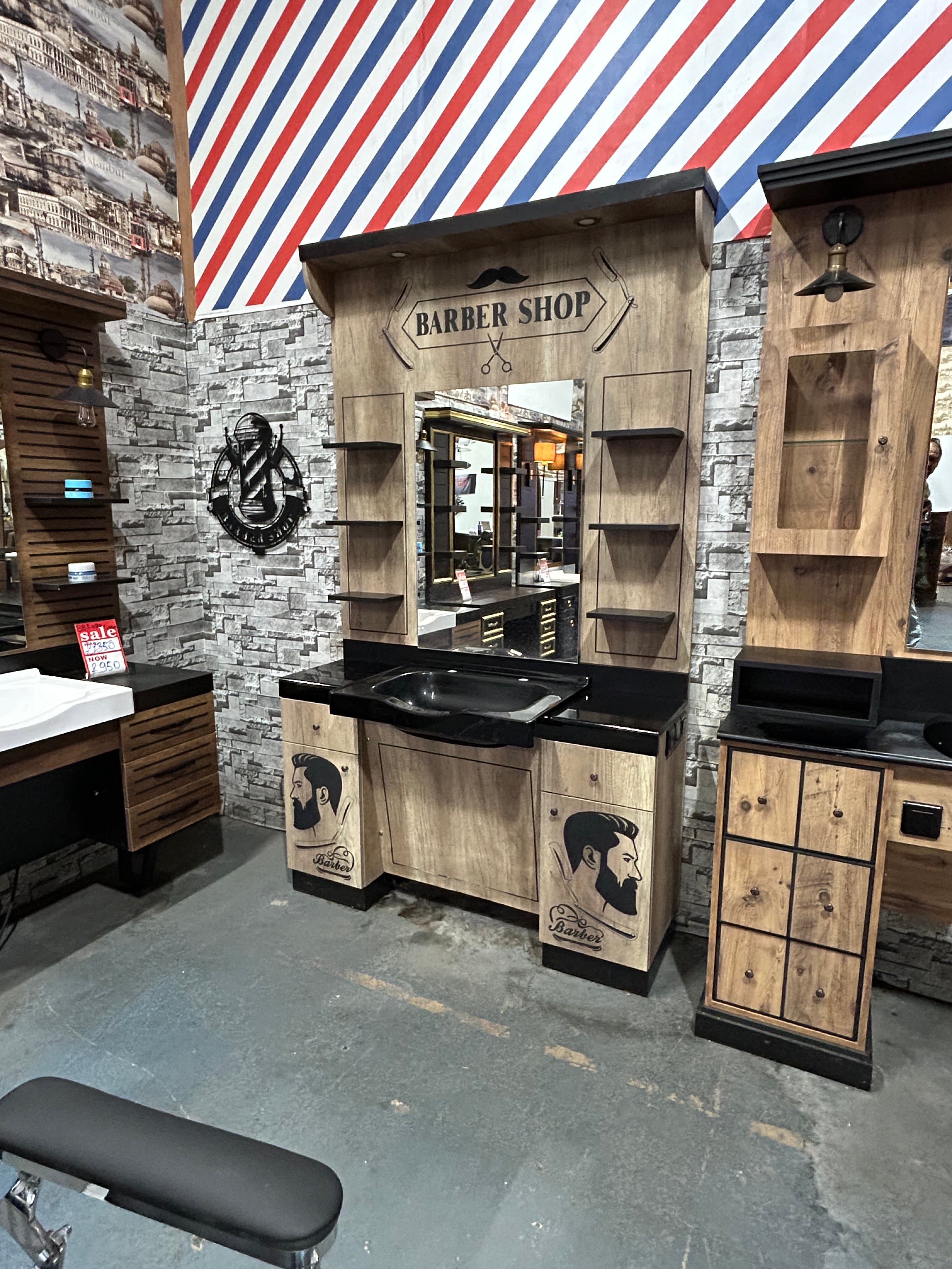 Barber Shop Station Single Unit | A+ Natural MDF Wood | Modern Design