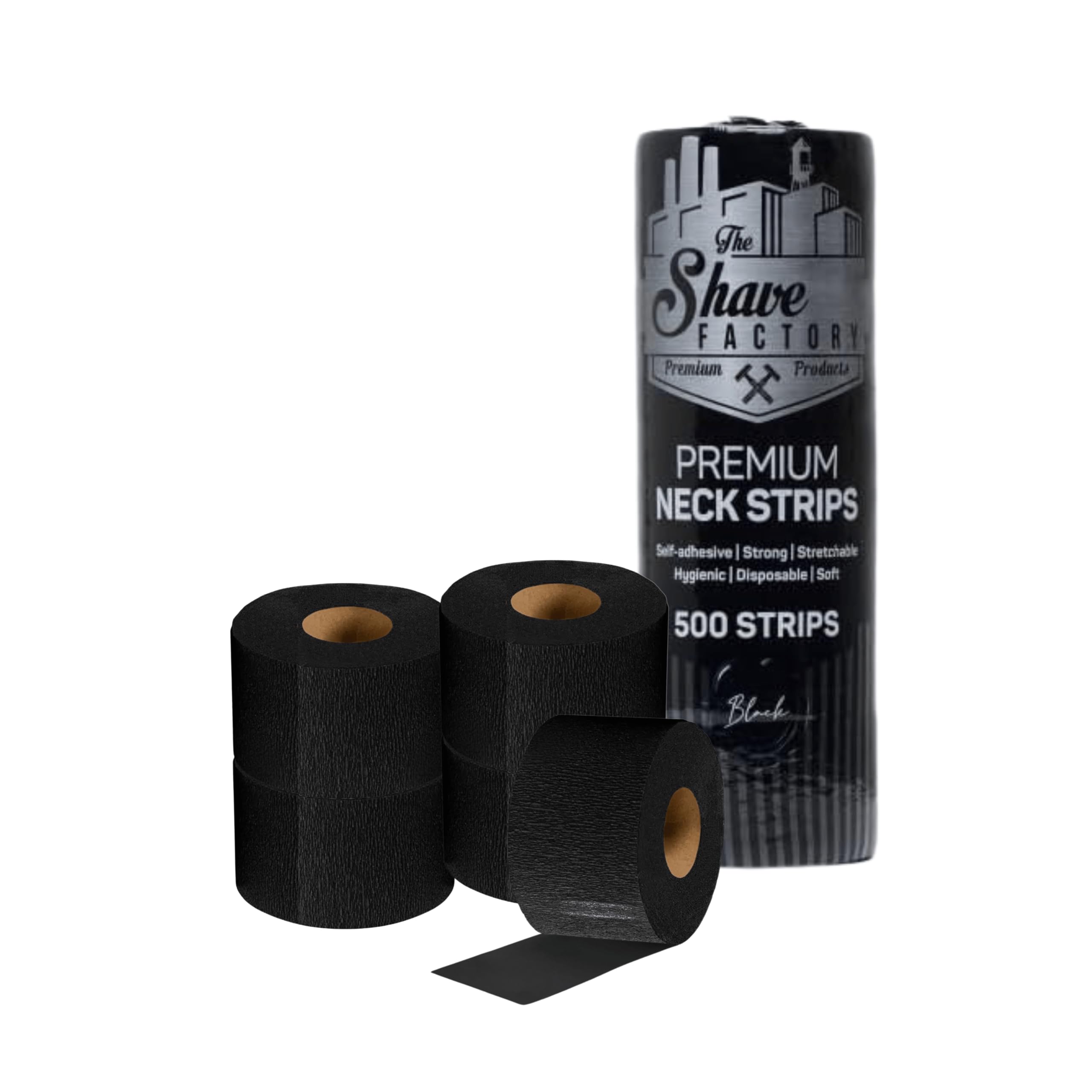 The Shave Factory Disposable Premium Black Barber Neck Strip/Tape - 500рс