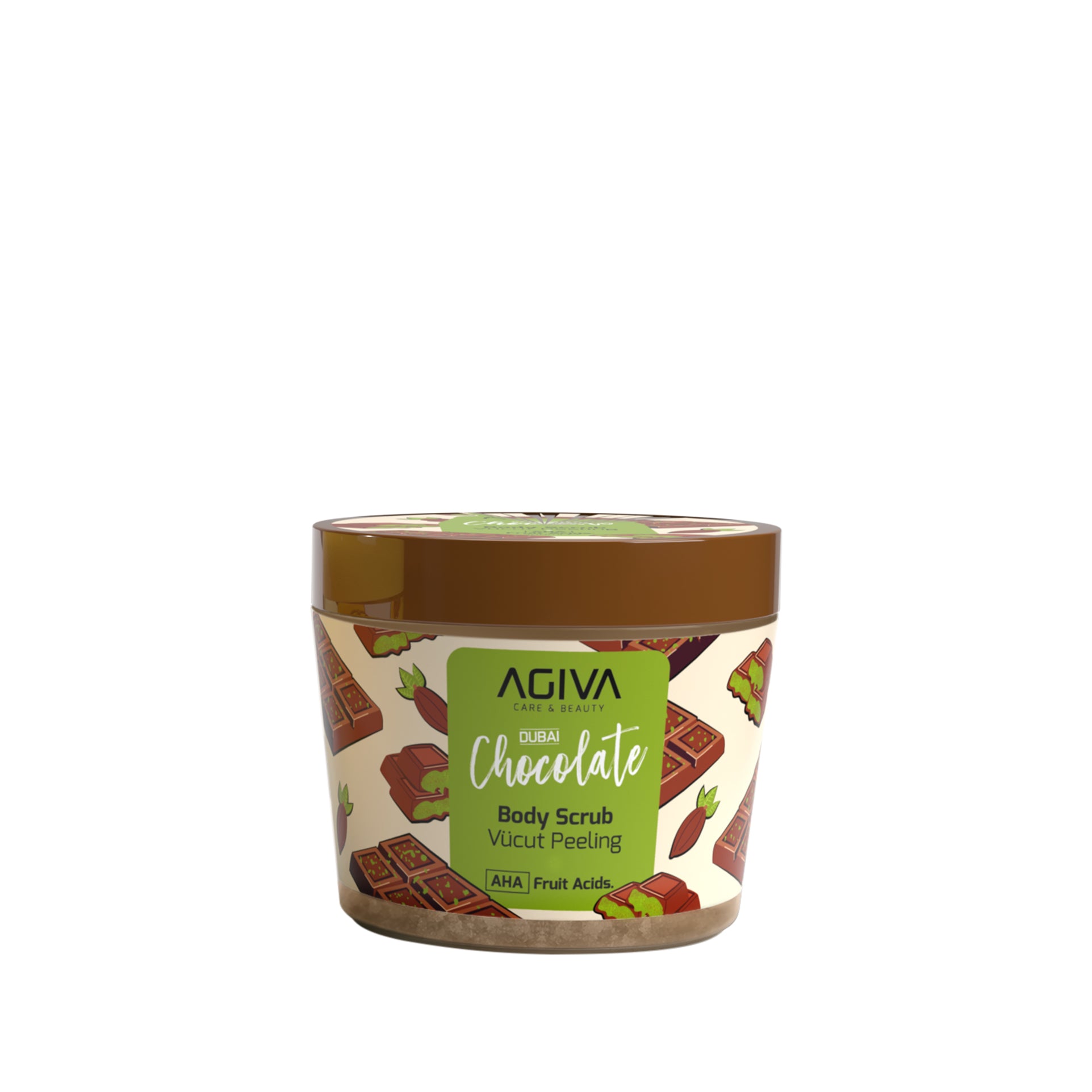 Agiva Face & Body Scrub Dubai Chocolate - AHA Fruit Acids - 300ml