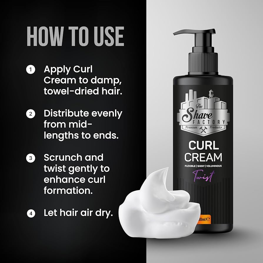 The Shave Factory Curl Cream - Twist 400ml - Flexible, Shiny, Volume