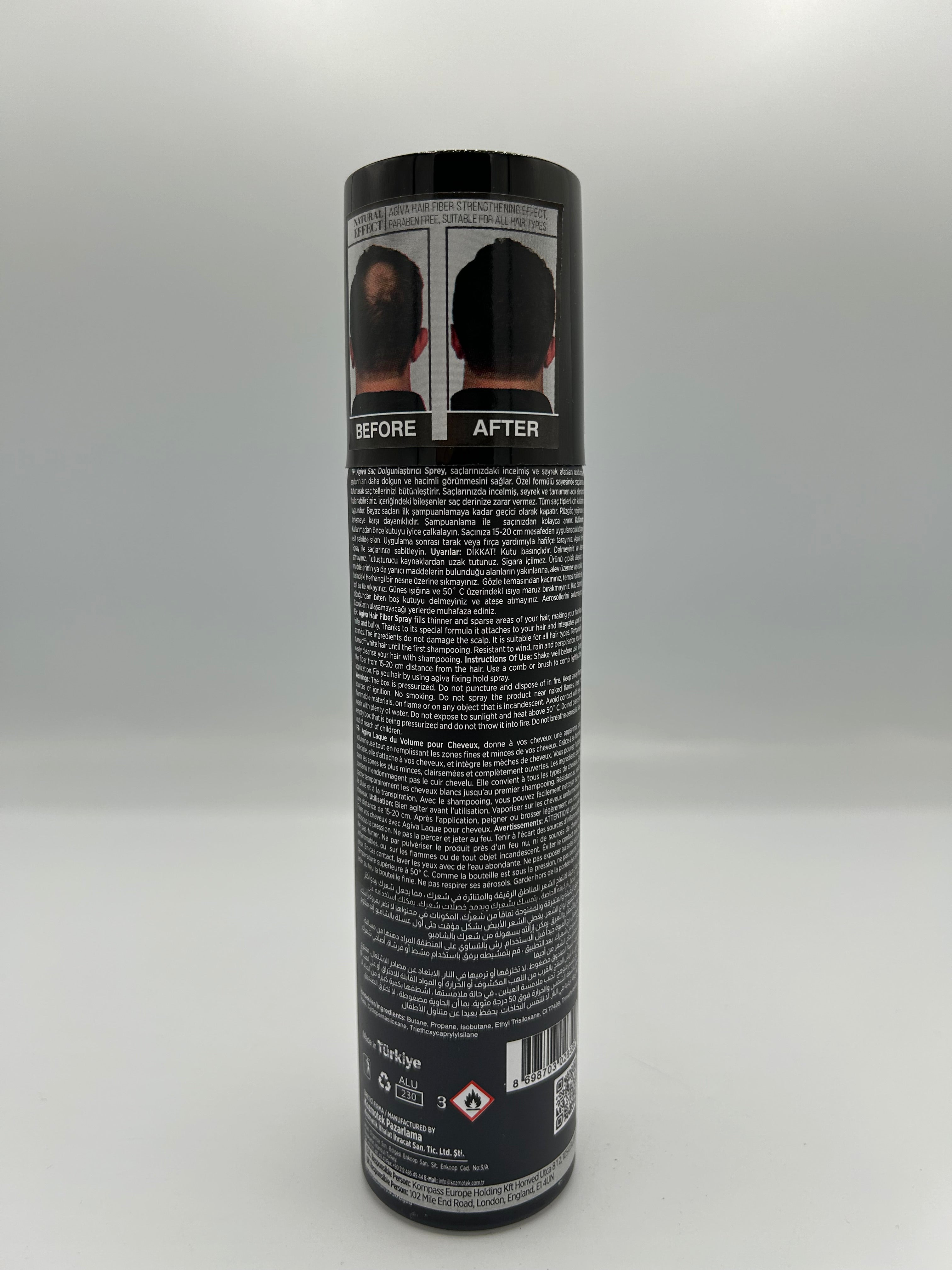 AGIVA Hair Fiber Spray Black - 150ml | Semi Permanent