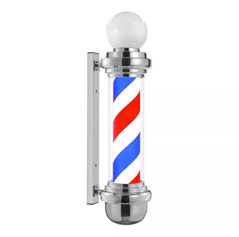 Barber Rotating LED Light Pole with Lamp - Silver