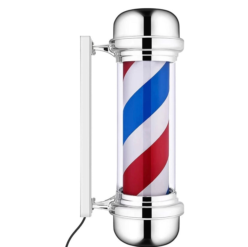 Barber Rotating LED Light Pole - Silver