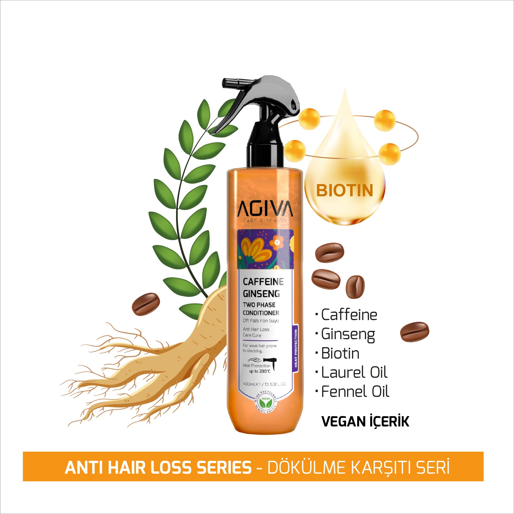 AGIVA Two Phase Conditioner Caffeine Ginseng - 400ml | Anti Hair Loss Care