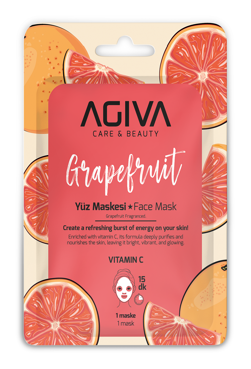AGIVA Care & Beauty Sheet Face Mask Vitamin C - Grapefruit