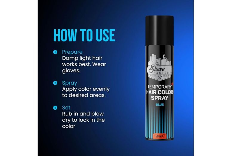 The Shave Factory Temporary Hair Colour Spray 150ml - Blue
