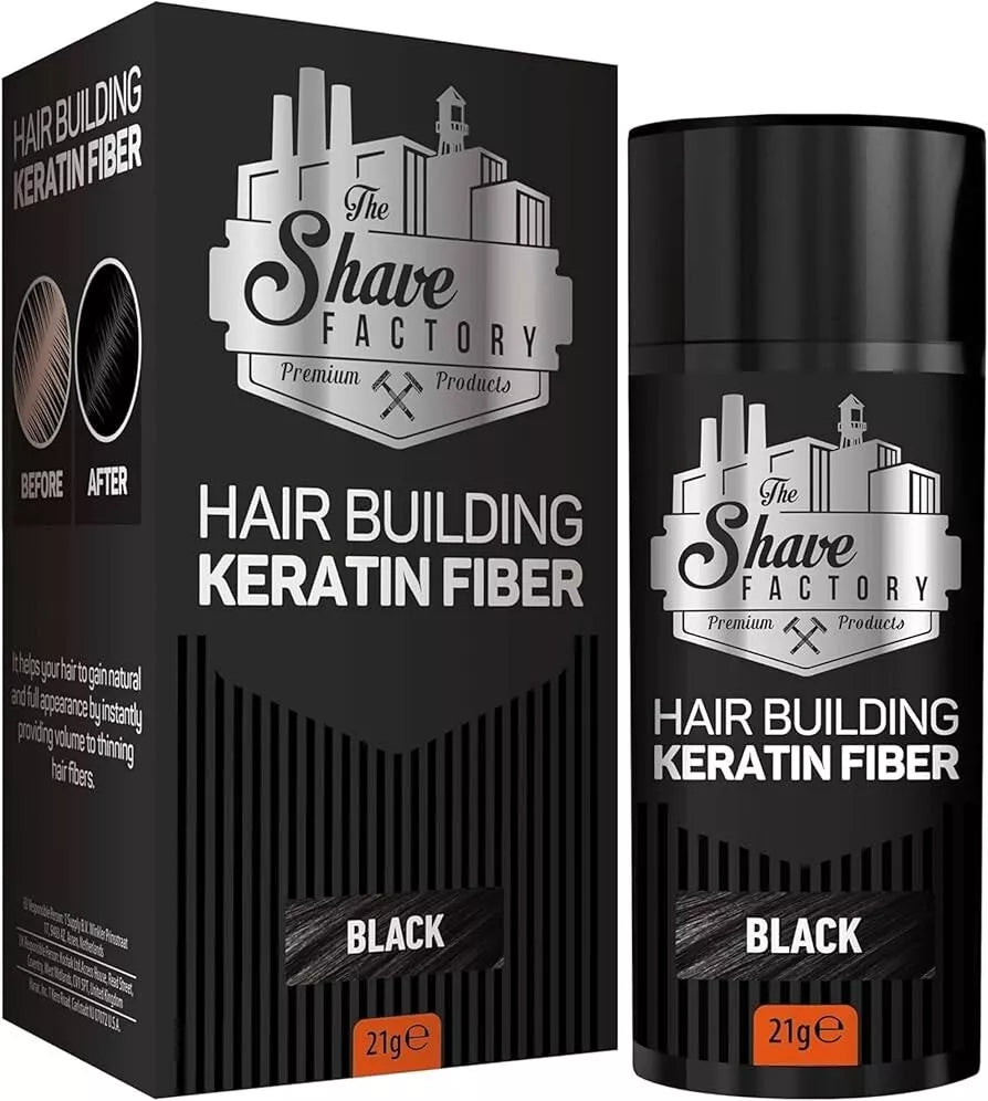The Shave Factory Hair Building Keratin Fiber | Colour: Black
