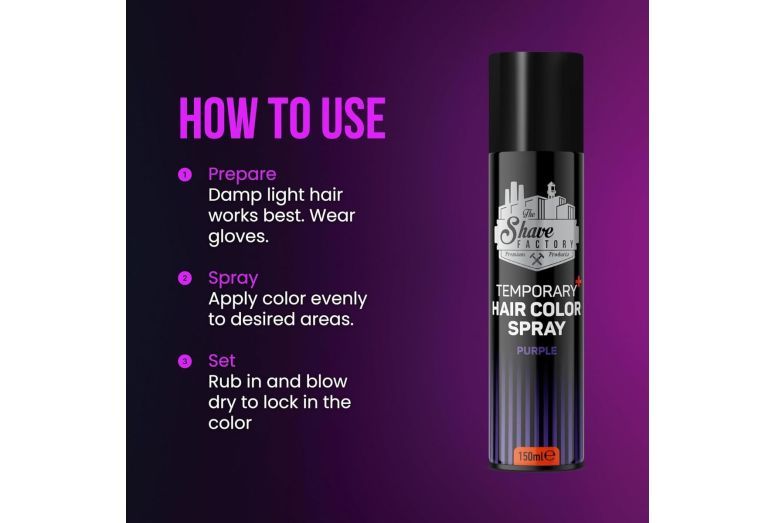 The Shave Factory Temporary Hair Colour Spray 150ml - Purple