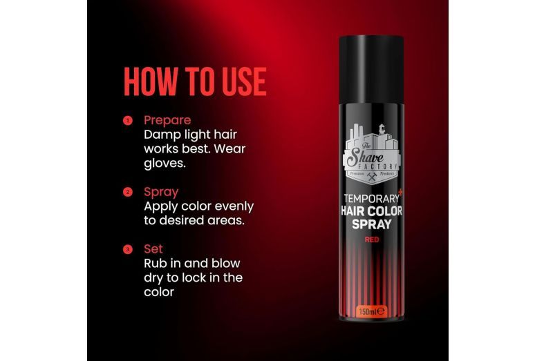 The Shave Factory Temporary Hair Colour Spray 150ml - Red